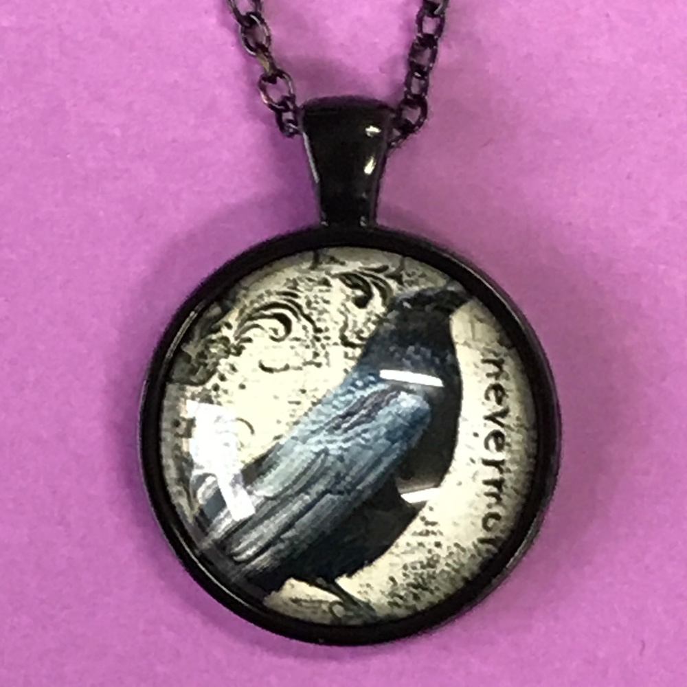 Poe's Nevermore Raven Black Pendant Necklace